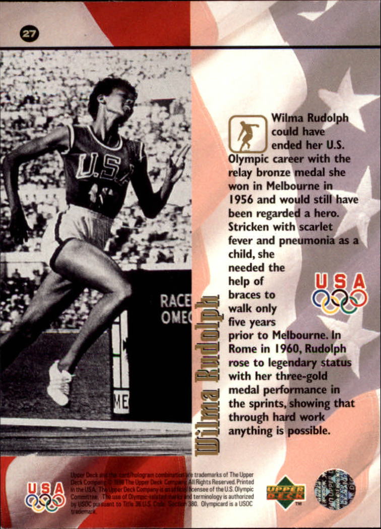 1996 Upper Deck U.S. Olympic #27 Wilma Rudolph back image