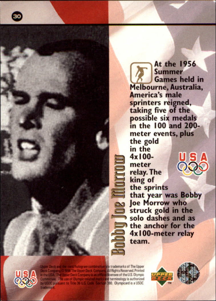 1996 Upper Deck U.S. Olympic #30 Bobby Joe Morrow back image