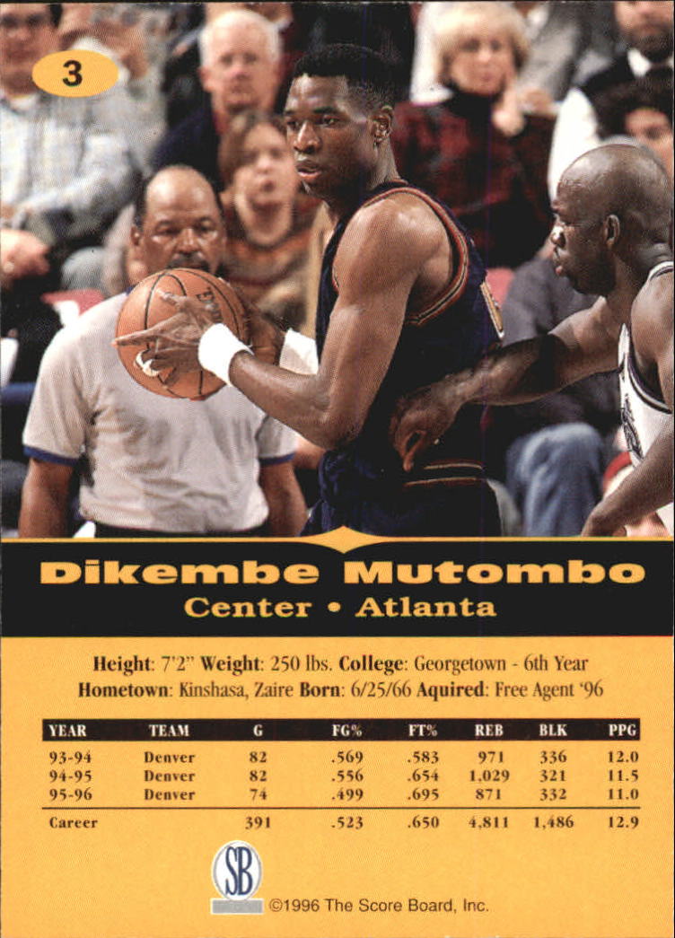 1996-97 Score Board All Sport PPF #3 Dikembe Mutombo back image