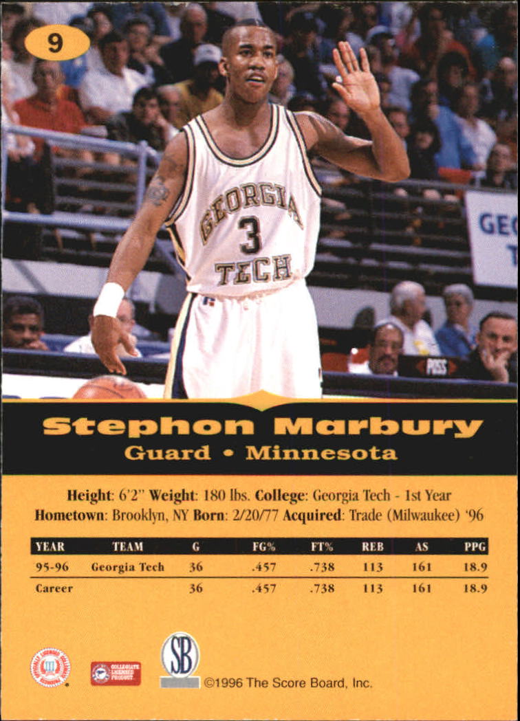 1996-97 Score Board All Sport PPF #9 Stephon Marbury back image