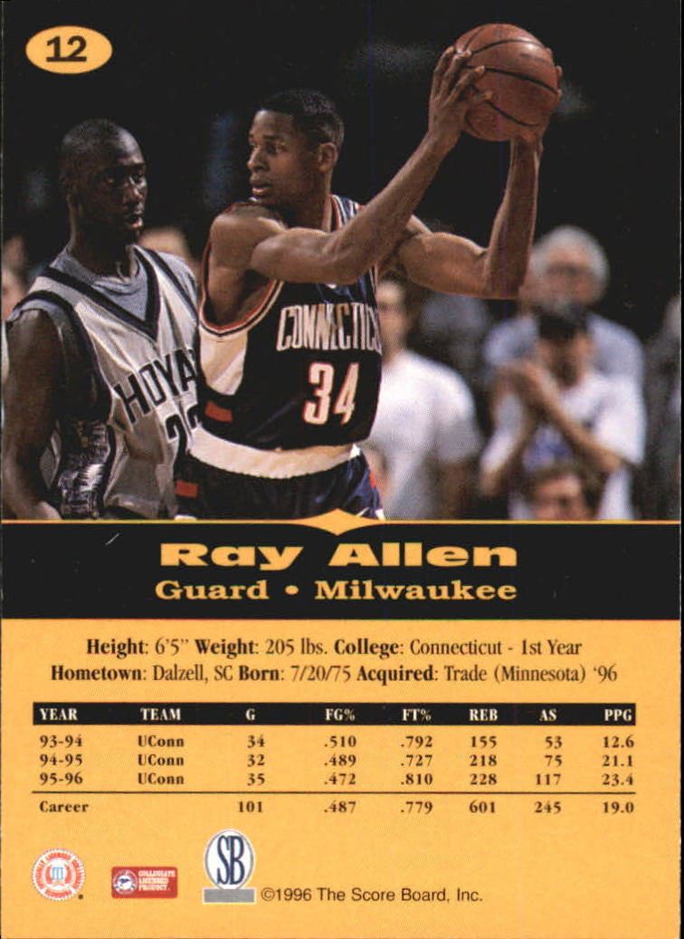 1996-97 Score Board All Sport PPF #12 Ray Allen back image