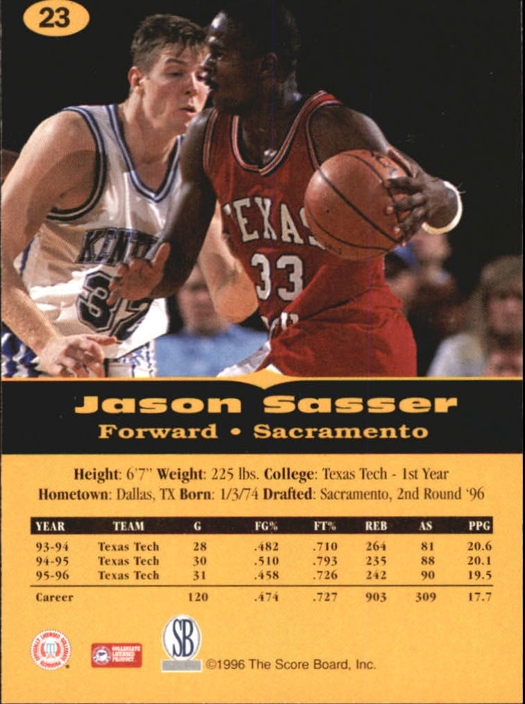 1996-97 Score Board All Sport PPF #23 Jason Sasser back image