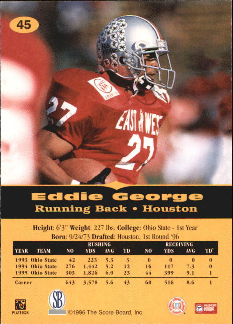 1996-97 Score Board All Sport PPF #45 Eddie George back image