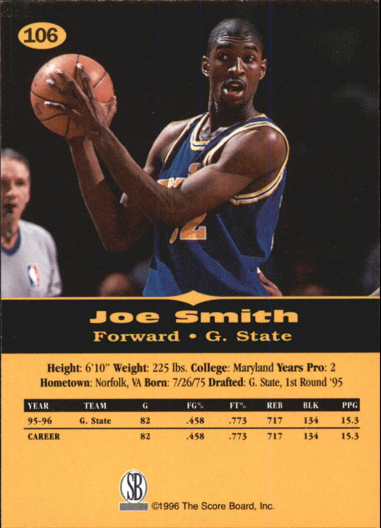 1996-97 Score Board All Sport PPF #106 Joe Smith back image