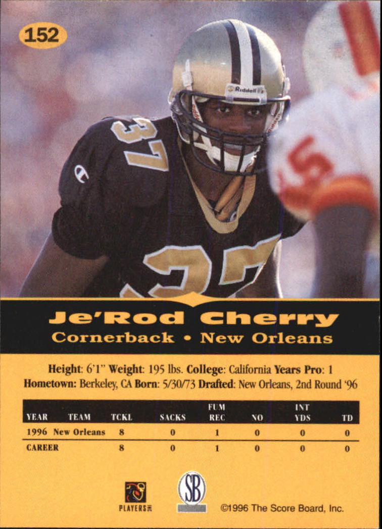 1996-97 Score Board All Sport PPF #152 Je'Rod Cherry back image