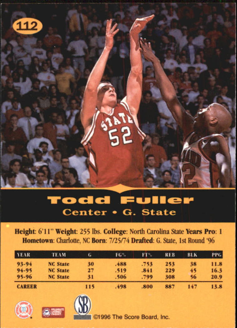 1996-97 Score Board All Sport PPF Gold #112 Todd Fuller back image