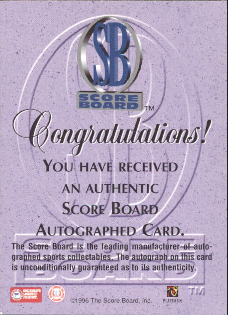 1996-97 Score Board Autographed Collection Autographs #21 Jimmy Herndon back image