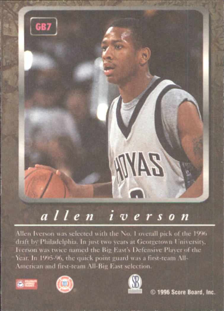 1996-97 Score Board Autographed Collection Game Breakers #GB7 Allen Iverson back image