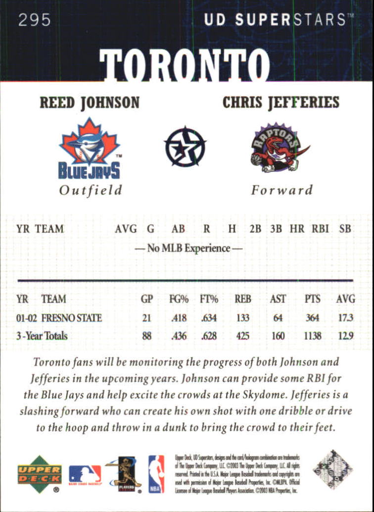 2002-03 UD SuperStars #295 R.Johnson/C.Jefferies back image