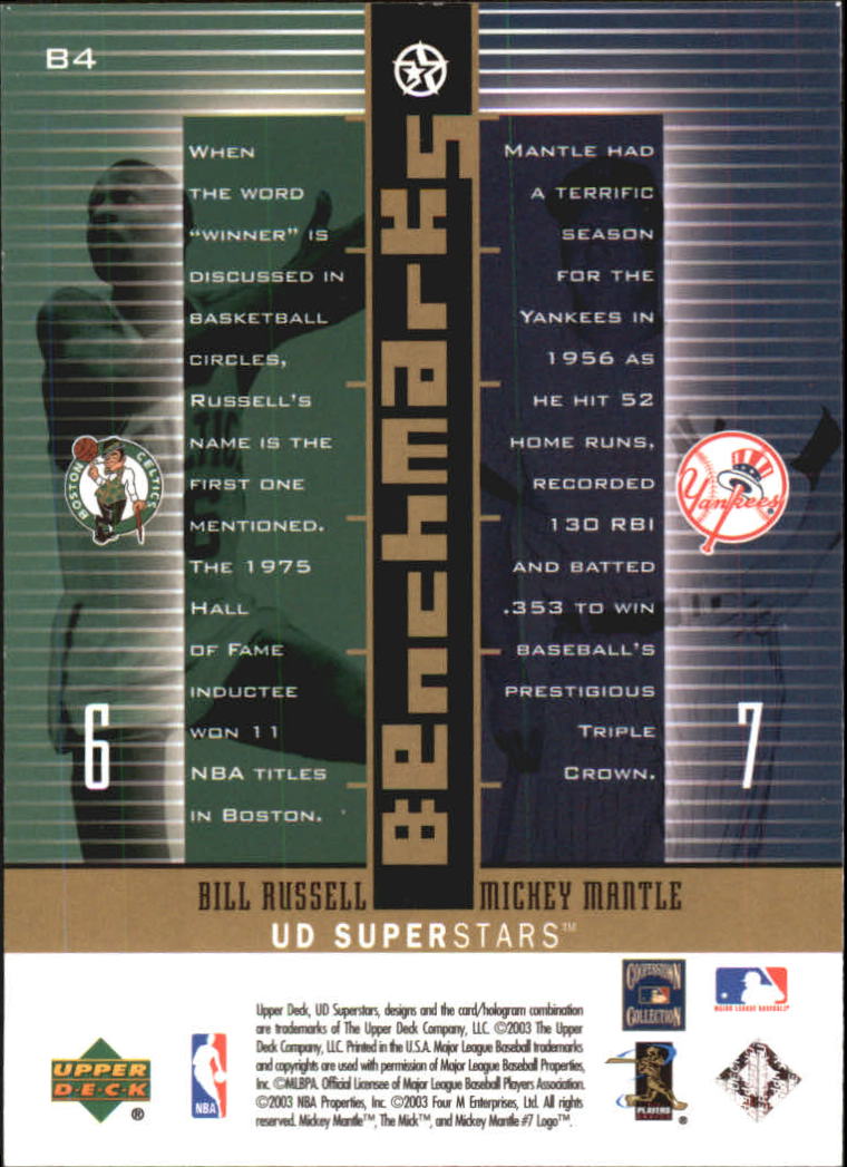 2002-03 UD SuperStars Benchmarks #B4 B.Russell/M.Mantle back image