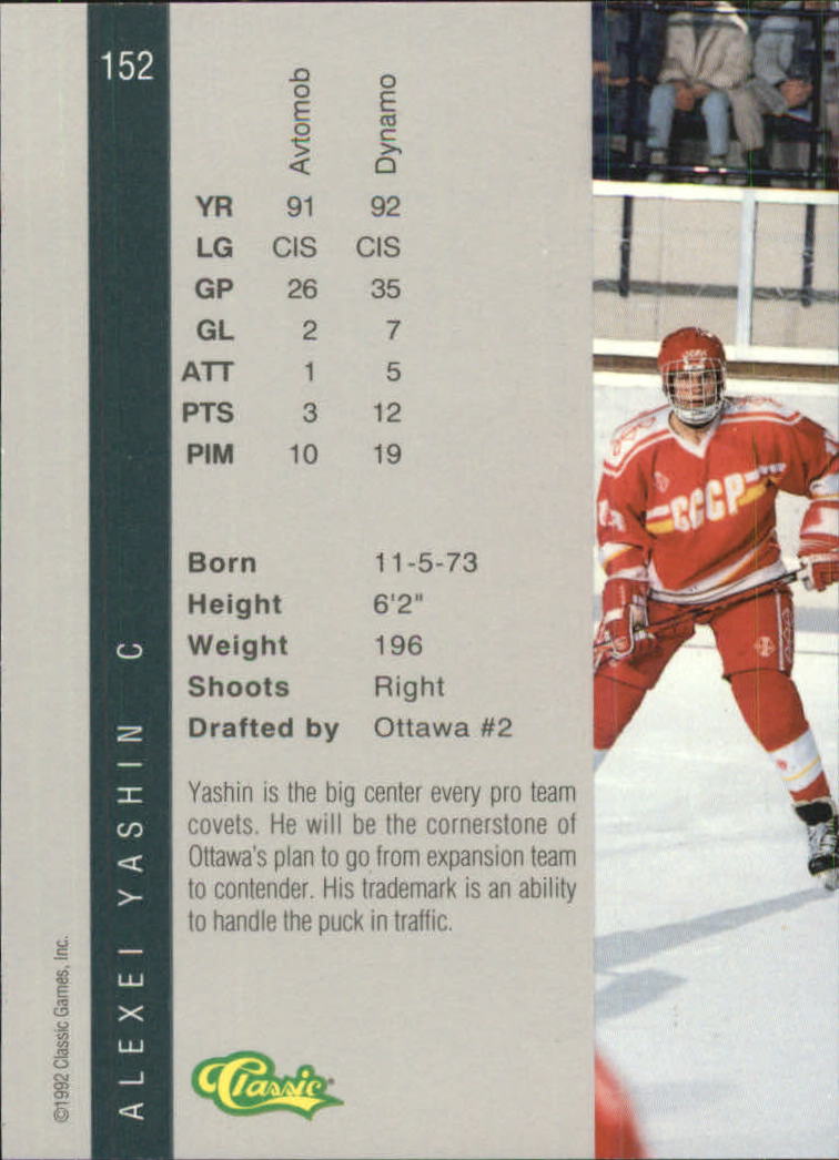 1992 Classic Four Sport Gold #152 Alexei Yashin back image