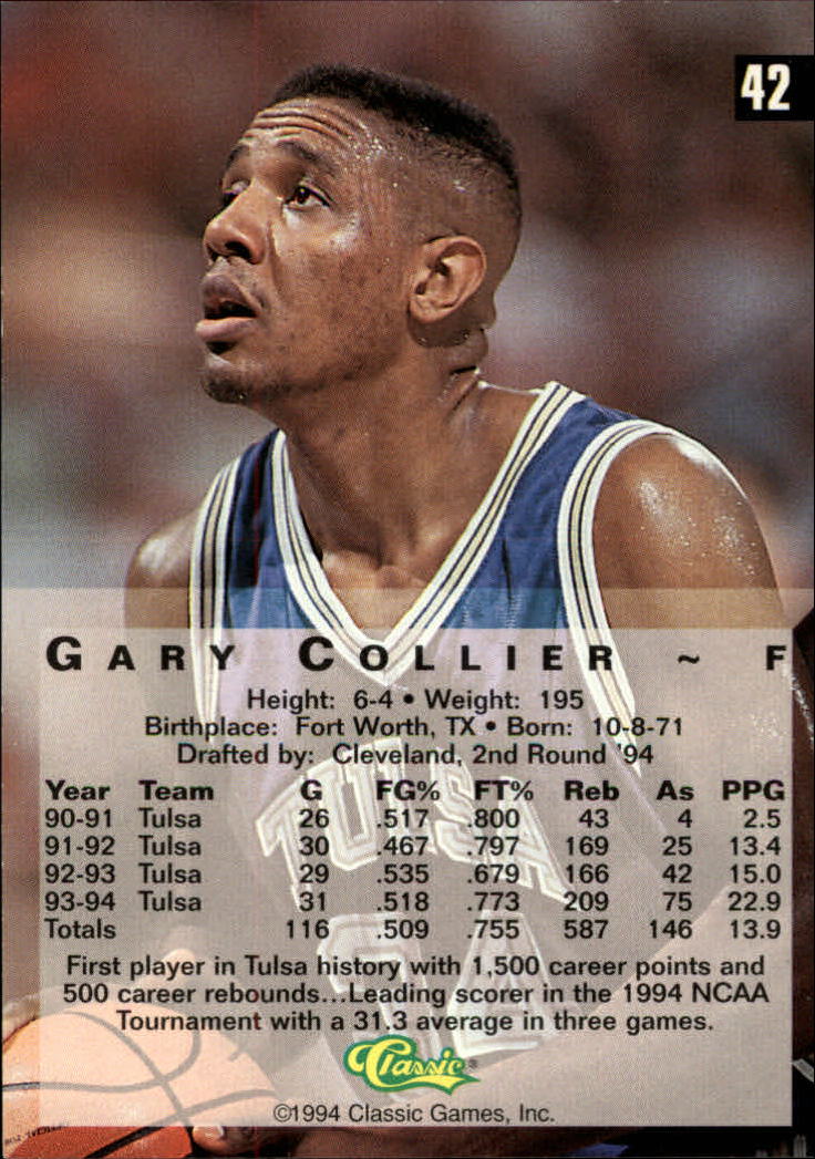 1994 Classic Four Sport Gold #42 Gary Collier back image