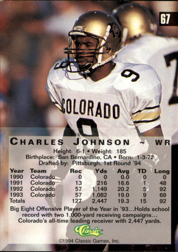 1994 Classic Four Sport Gold #67 Charles Johnson back image