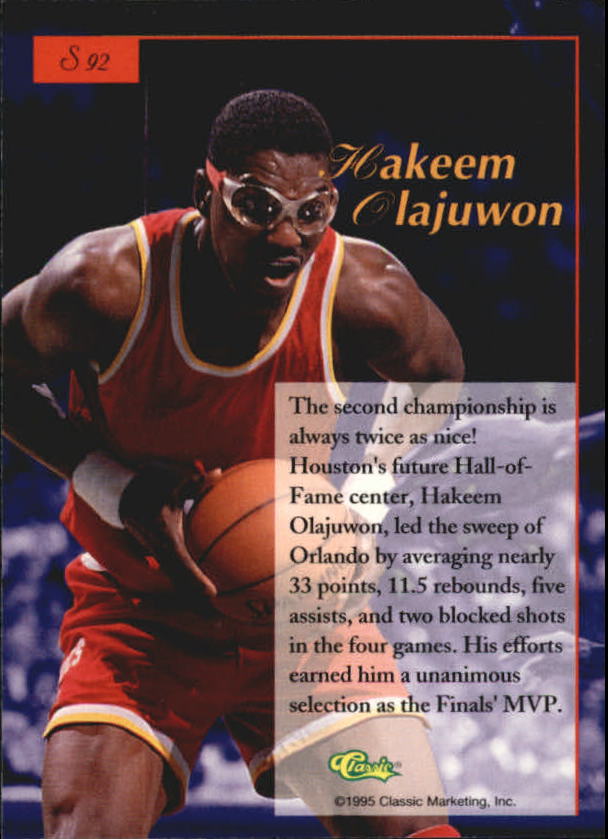 1995-96 Classic Five Sport Signings #92 Hakeem Olajuwon back image