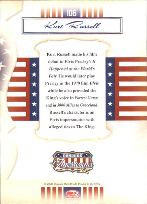 2008 Americana II Retail #106 Kurt Russell back image