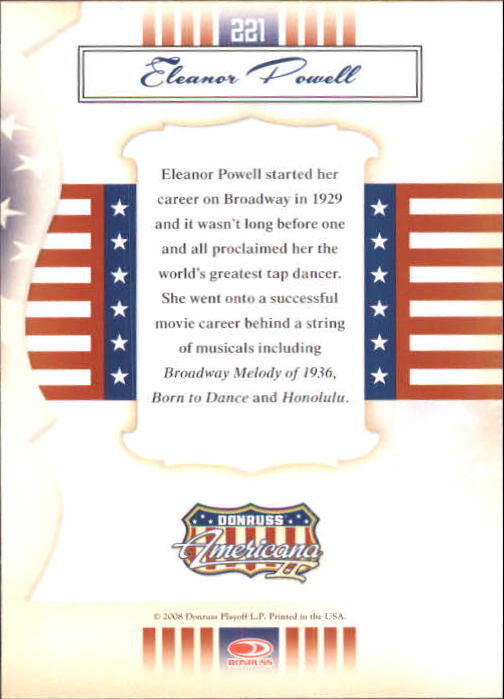 2008 Americana II Retail #221 Eleanor Powell SP back image