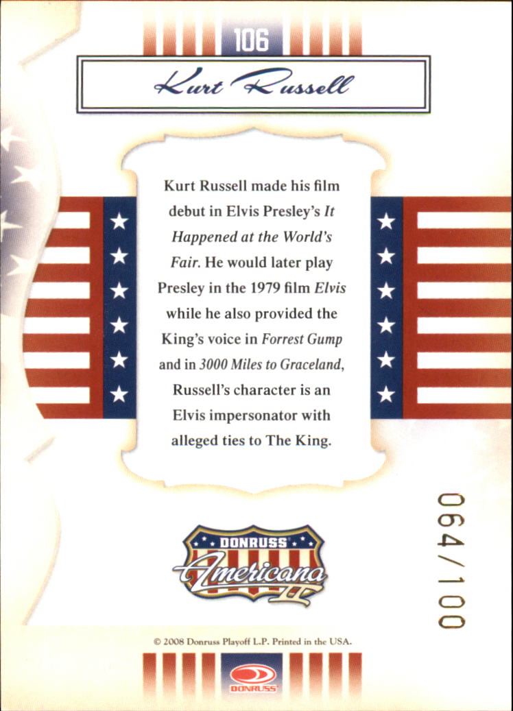 2008 Americana II Gold Proofs #106 Kurt Russell back image