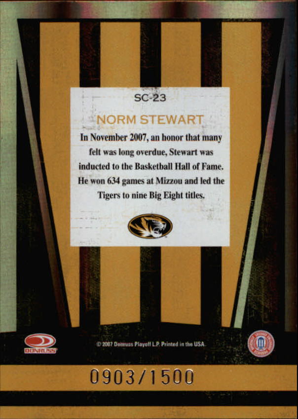 2007 Donruss Elite Extra Edition School Colors #23 Norm Stewart back image