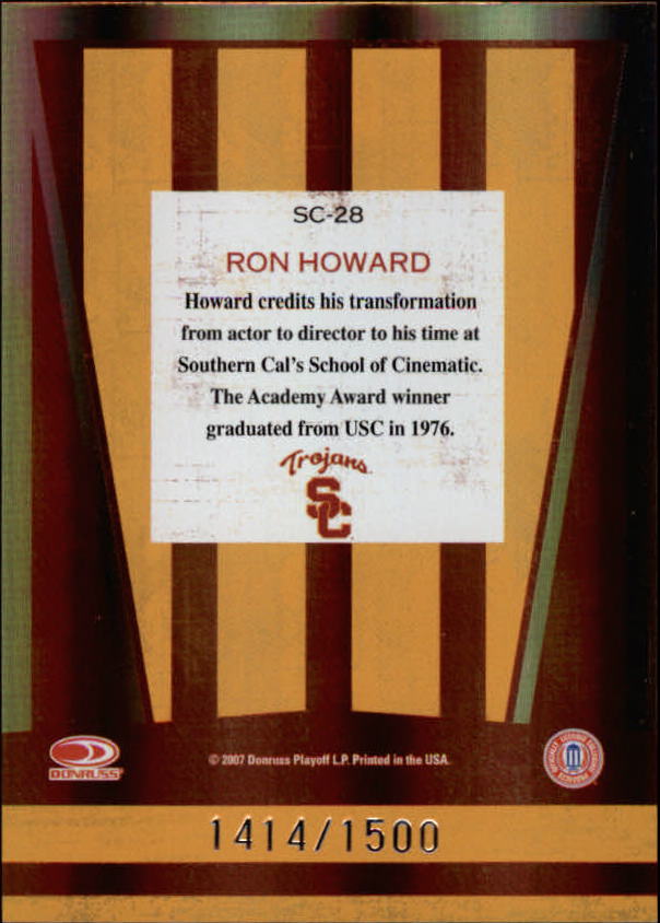2007 Donruss Elite Extra Edition School Colors #28 Ron Howard back image