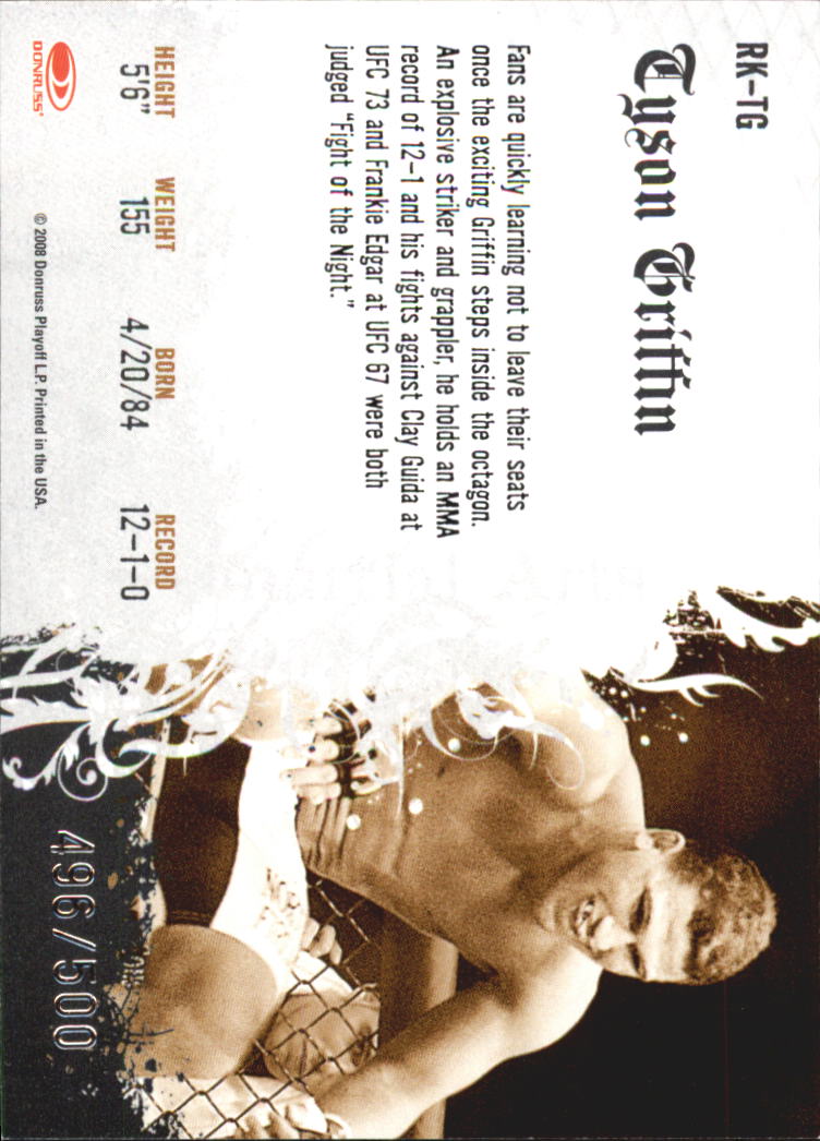 2008 Americana II Ring Kings #TG Tyson Griffin back image