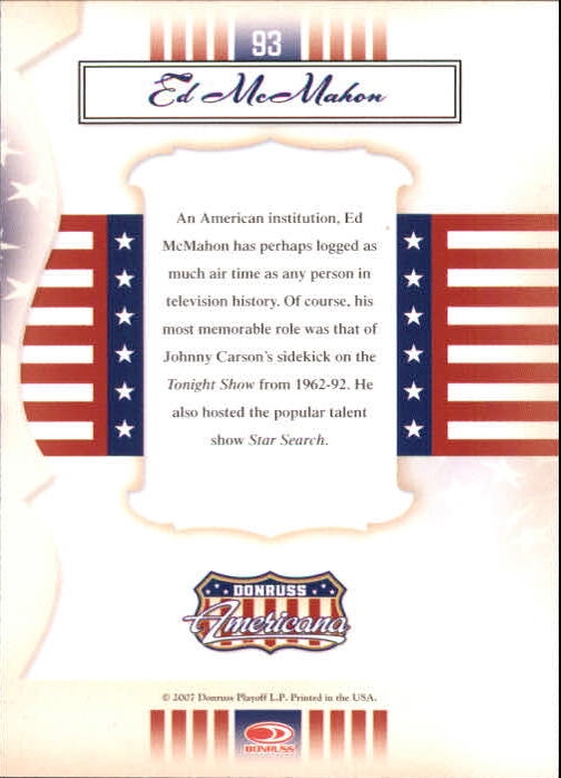 2007 Americana #93 Ed McMahon back image