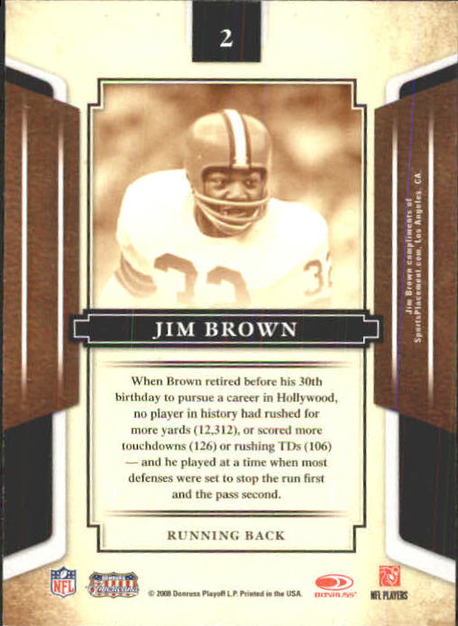 2008 Donruss Sports Legends #2 Jim Brown back image