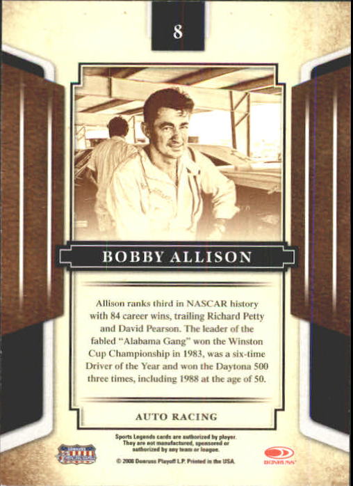 2008 Donruss Sports Legends #8 Bobby Allison back image