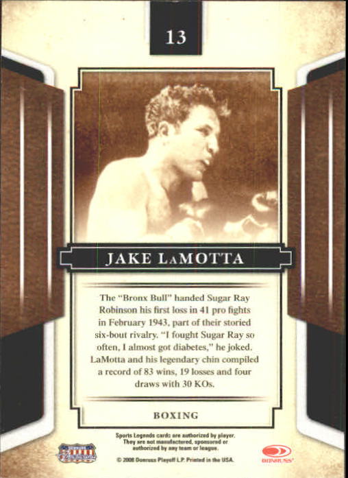 2008 Donruss Sports Legends #13 Jake LaMotta back image