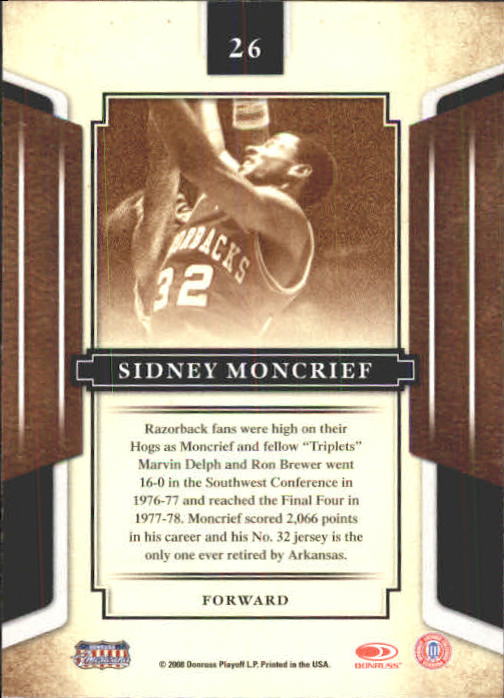 2008 Donruss Sports Legends #26 Sidney Moncrief back image