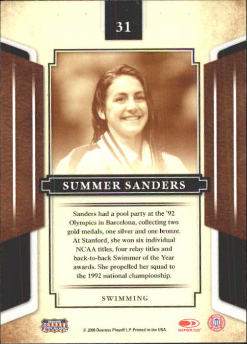 2008 Donruss Sports Legends #31 Summer Sanders back image