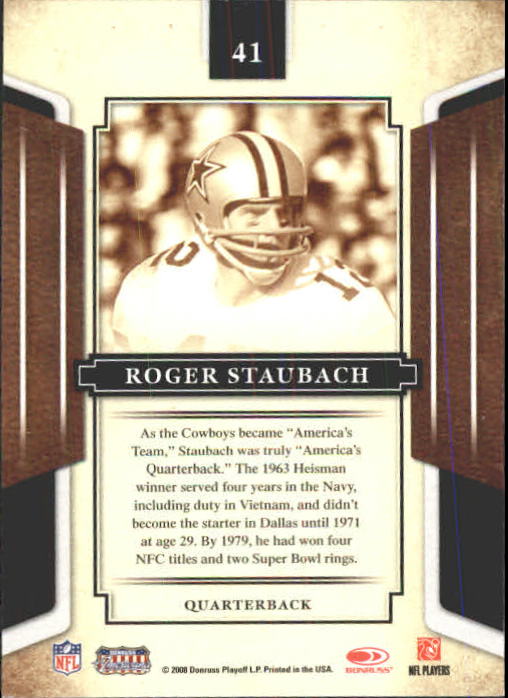 2008 Donruss Sports Legends #41 Roger Staubach back image