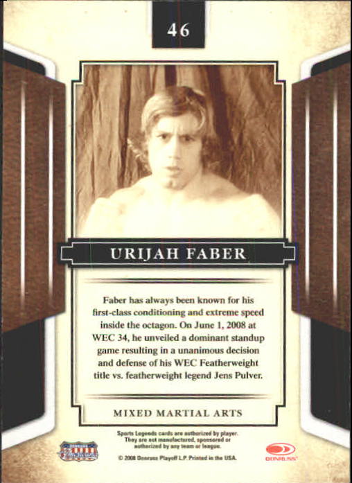 2008 Donruss Sports Legends #46 Urijah Faber back image