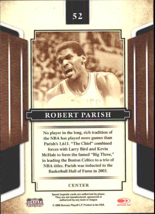 2008 Donruss Sports Legends #52 Robert Parish back image