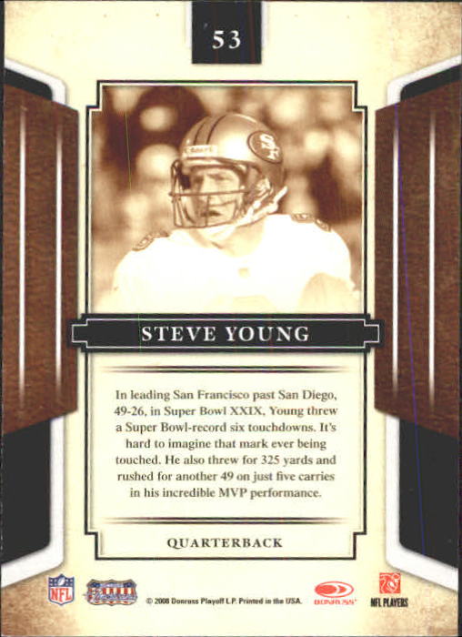 2008 Donruss Sports Legends #53 Steve Young back image