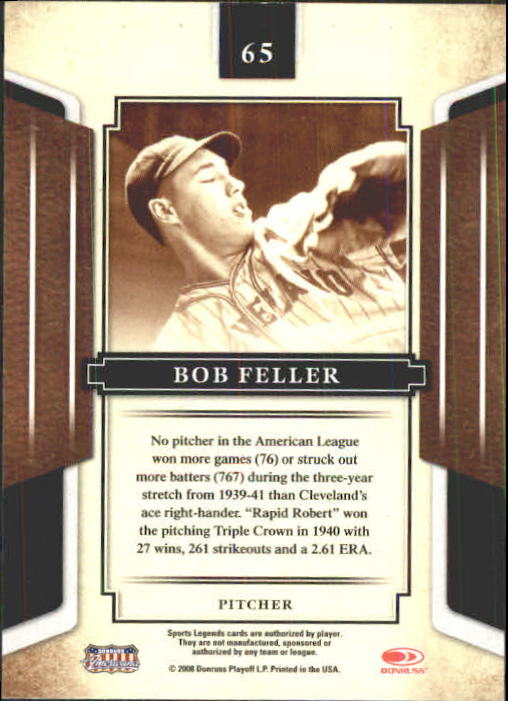 2008 Donruss Sports Legends #65 Bob Feller back image