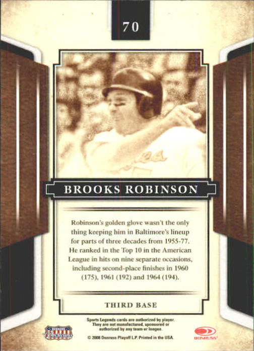 2008 Donruss Sports Legends #70 Brooks Robinson back image