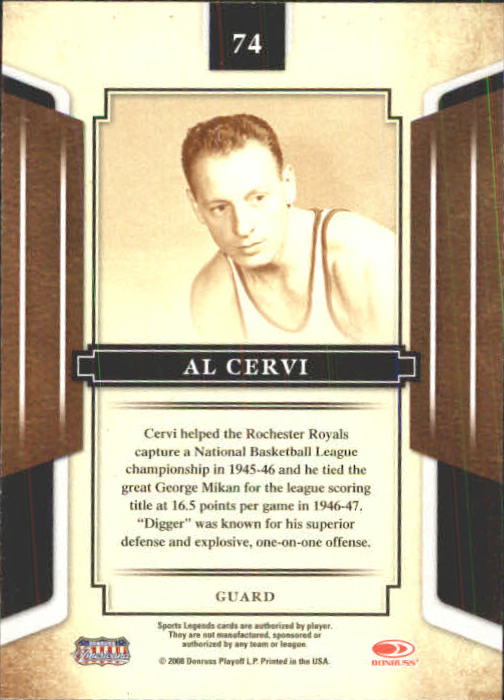 2008 Donruss Sports Legends #74 Al Cervi back image