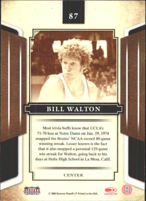 2008 Donruss Sports Legends #87 Bill Walton back image