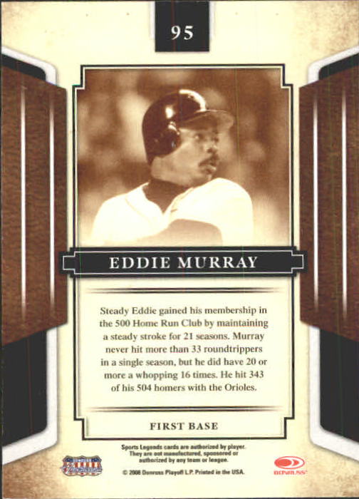 2008 Donruss Sports Legends #95 Eddie Murray back image