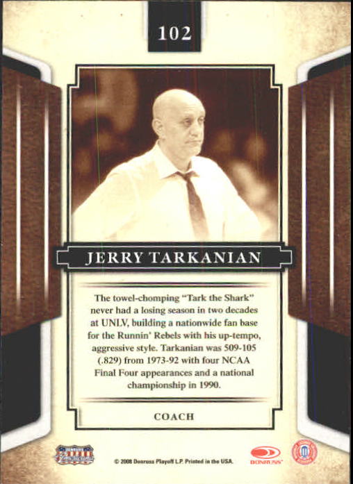 2008 Donruss Sports Legends #102 Jerry Tarkanian back image