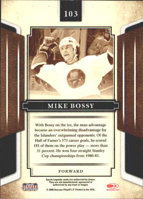 2008 Donruss Sports Legends #103 Mike Bossy back image