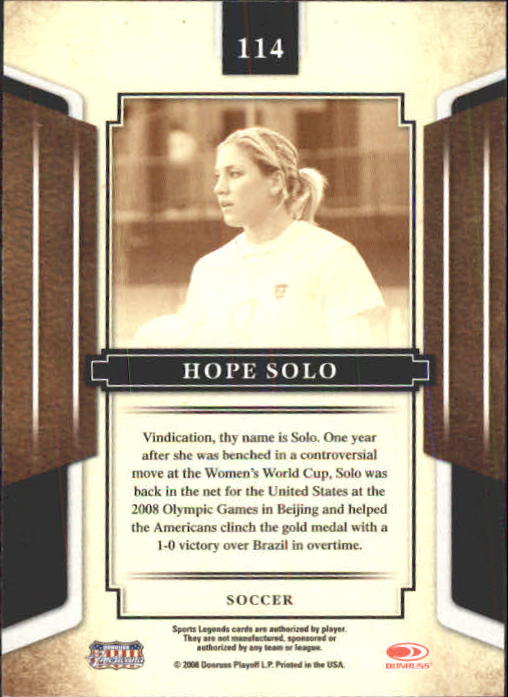 2008 Donruss Sports Legends #114 Hope Solo back image