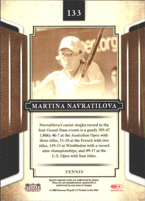 2008 Donruss Sports Legends #133 Martina Navratilova back image