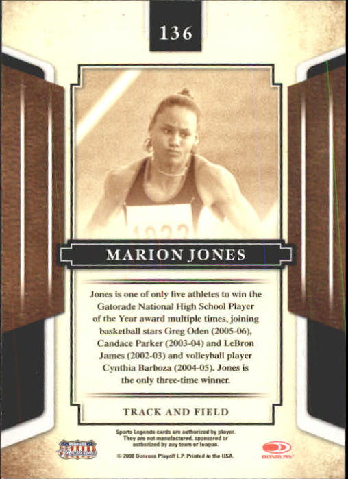 2008 Donruss Sports Legends #136 Marion Jones back image