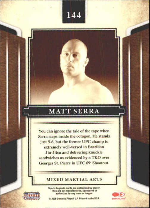 2008 Donruss Sports Legends #144 Matt Serra back image