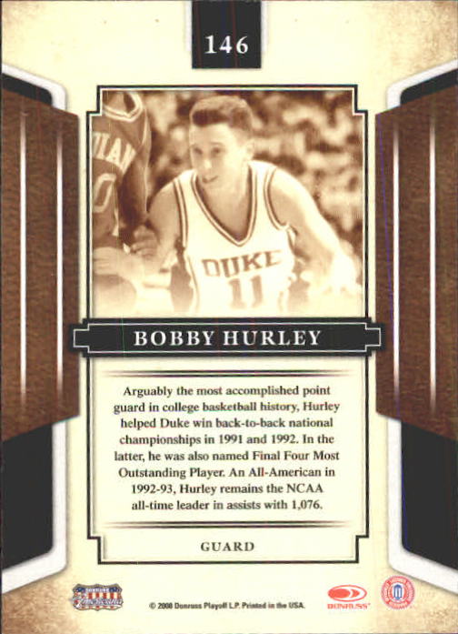 2008 Donruss Sports Legends #146 Bobby Hurley back image
