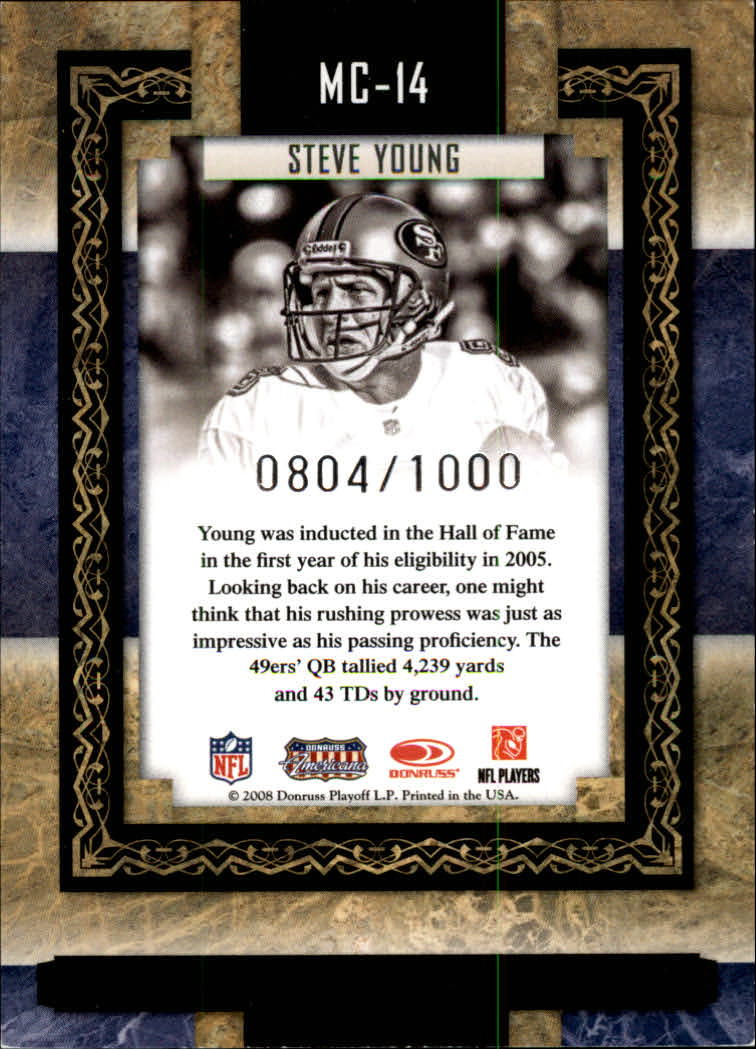 2008 Donruss Sports Legends Museum Collection #14 Steve Young back image