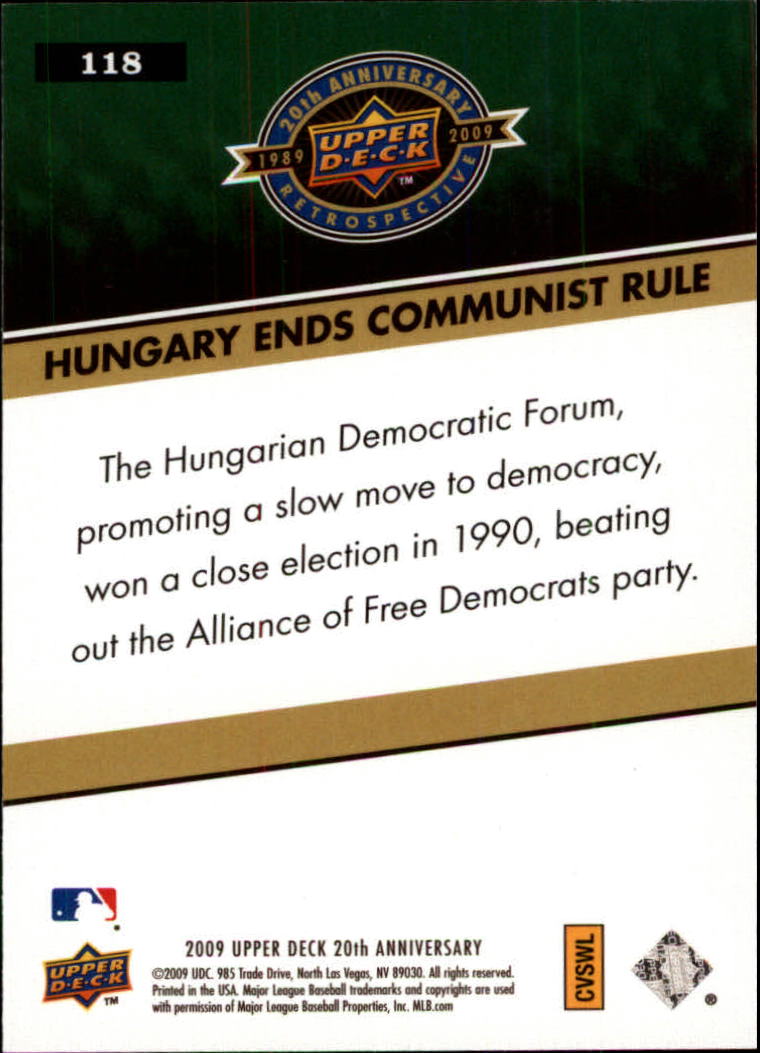 2009 Upper Deck 20th Anniversary #118 Hungary Ends Communist Rule back image