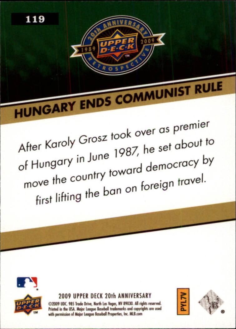 2009 Upper Deck 20th Anniversary #119 Hungary Ends Communist Rule back image