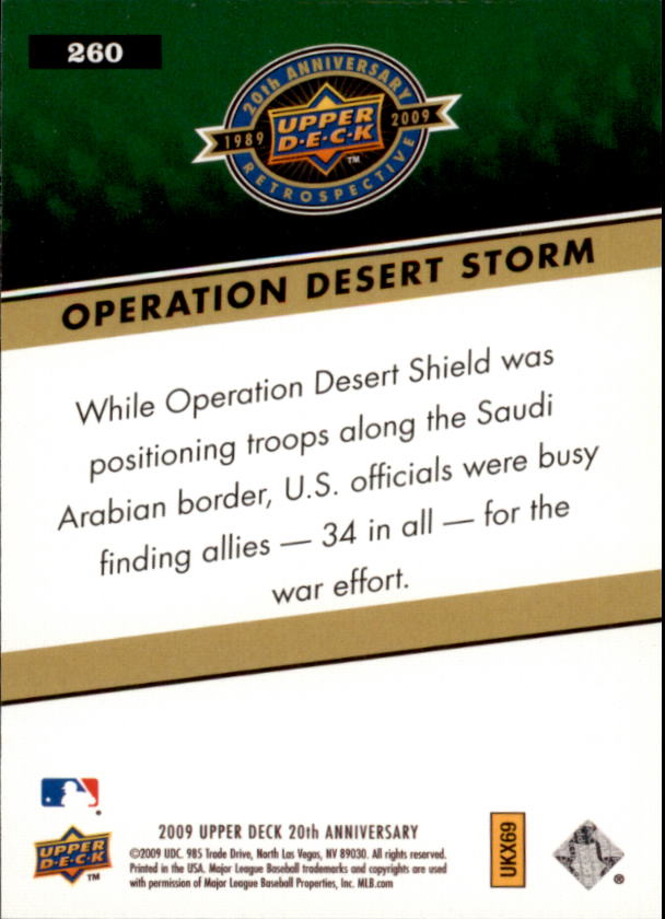 2009 Upper Deck 20th Anniversary #260 Operation Desert Storm back image